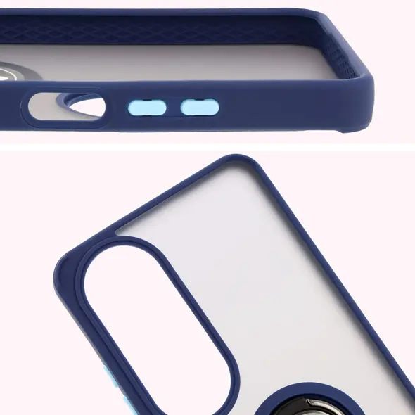Bizon Case Hybrid Ring Oppo A60 4G smoky with a navy blue frame