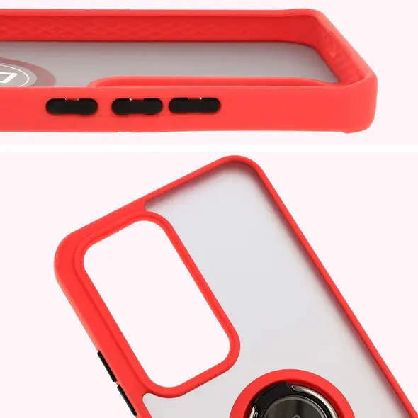 Bizon Case Hybrid Ring Oppo Reno 12 smoky with a red frame