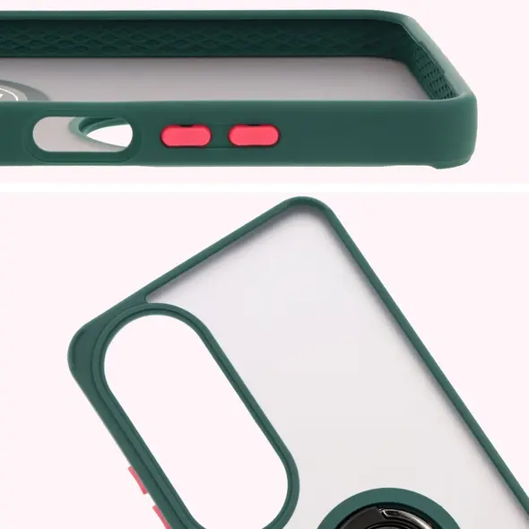 Bizon Case Hybrid Ring Oppo A60 4G smoky with a dark green frame