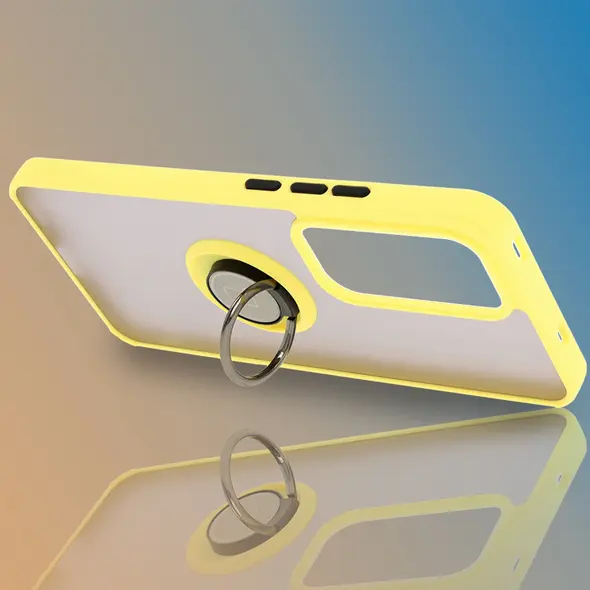 Bizon Case Hybrid Ring Oppo Reno 12 Pro smoky with a yellow frame