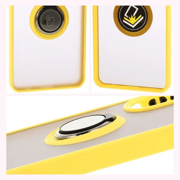 Bizon Case Hybrid Ring Oppo A60 4G smoky with a yellow frame