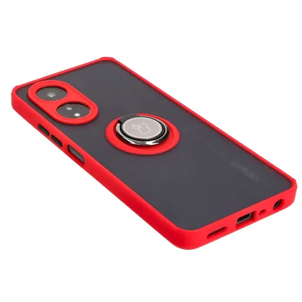 Bizon Case Hybrid Ring Oppo A58 4G smoky with a red frame