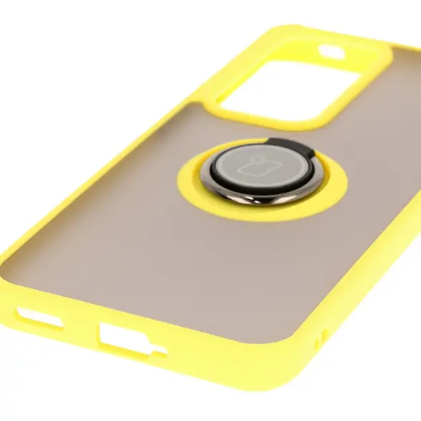 Bizon Case Hybrid Ring Oppo Reno 12 smoky with a yellow frame