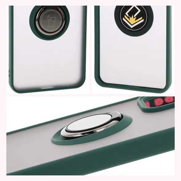 Bizon Case Hybrid Ring Oppo Reno 12 Pro smoky with a dark green frame