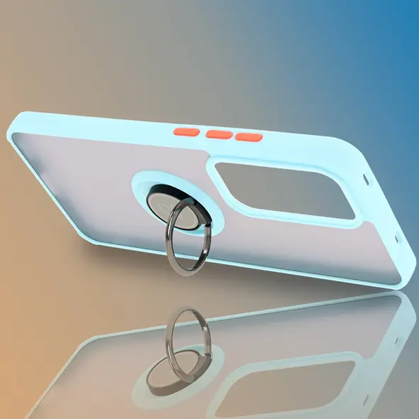 Bizon Case Hybrid Ring Oppo Reno 12 Pro smoky with a light blue frame