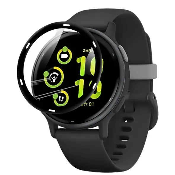 Bizon Glass Watch Edge Hybrid Garmin Vivoactive 5 black