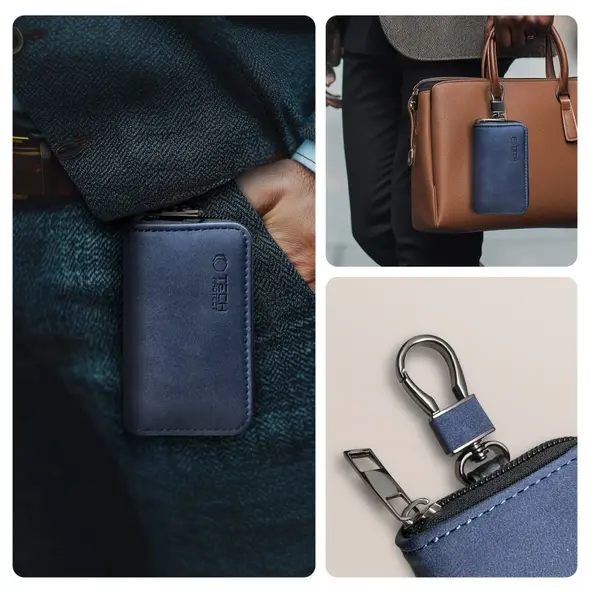 Tech-Protect KLR300 faraday cage Pouch Keyless RFID Signal Blocker Case Navy Blue