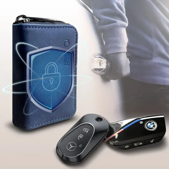 Tech-Protect KLR300 faraday cage Pouch Keyless RFID Signal Blocker Case Navy Blue