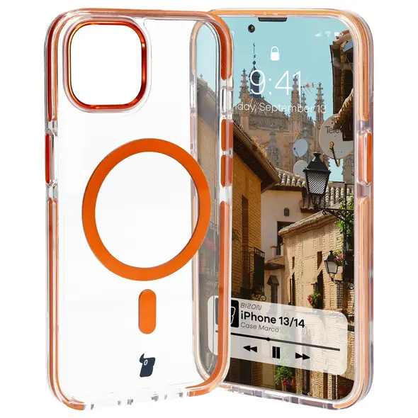 Bizon Case Marco Apple iPhone 14 / Apple iPhone 13 clear with orange frame