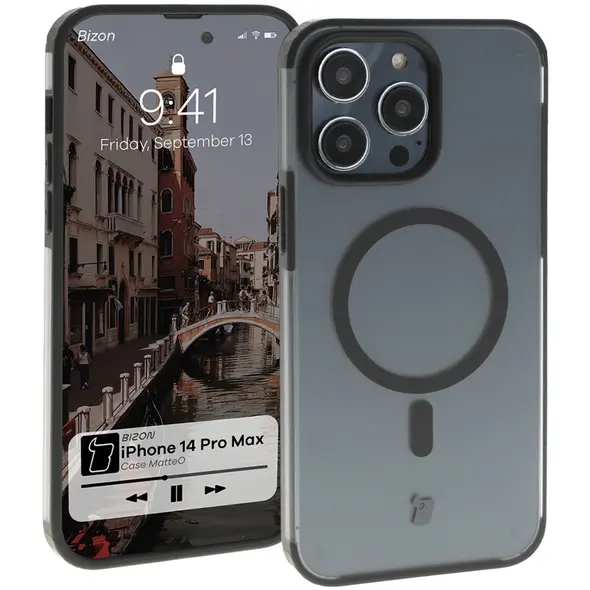 Bizon Case MatteO Apple iPhone 14 Pro Max transparent with black frame