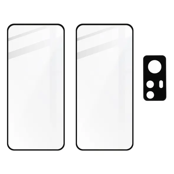 Bizon Glass Edge 3D tempered glass - [2 PACK] + lens protection Xiaomi 12 / 12X black