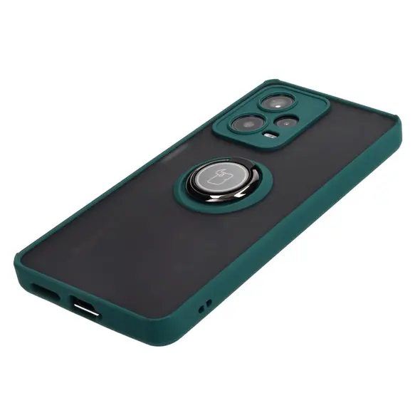 Bizon Case Hybrid Ring Xiaomi Redmi Note 12 Pro+ 5G smoky with a dark green frame
