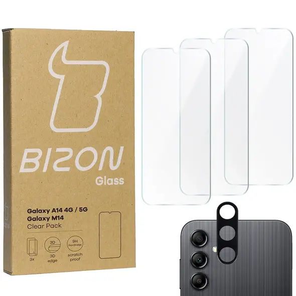 BIZON Clear 2 3x screen glass + camera glass Samsung Galaxy A14 4G/5G M14