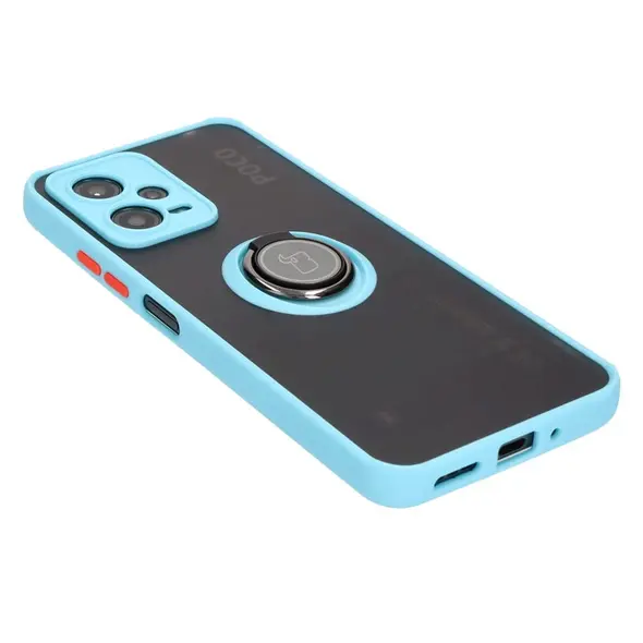 Bizon Case Hybrid Ring Xiaomi Poco X5 / Redmi Note 12 5G smoky with a light blue frame