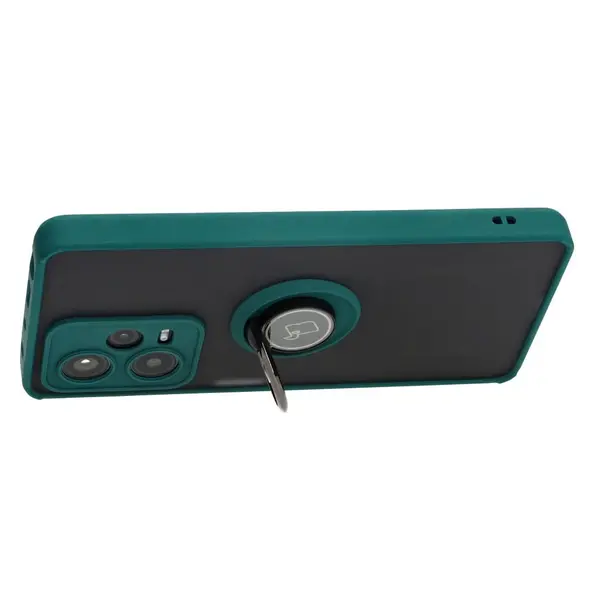 Bizon Case Hybrid Ring Xiaomi Redmi Note 12 Pro+ 5G smoky with a dark green frame