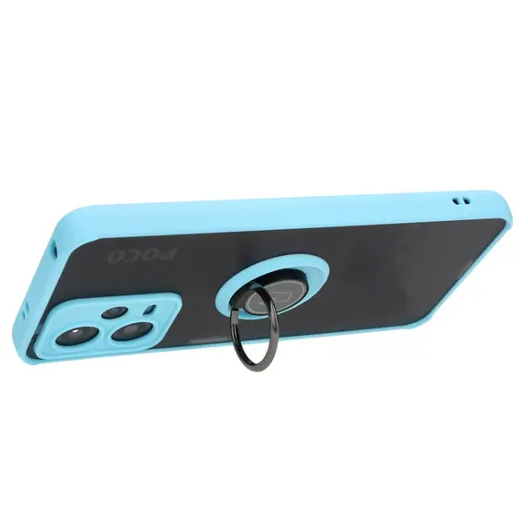 Bizon Case Hybrid Ring Xiaomi Poco X5 / Redmi Note 12 5G smoky with a light blue frame