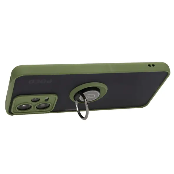 Bizon Case Hybrid Ring Xiaomi Poco X5 / Redmi Note 12 5G smoky with a green frame