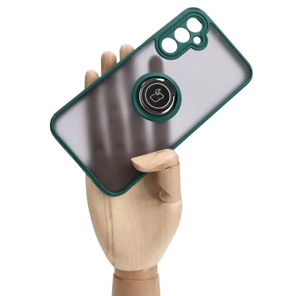 Bizon Case Hybrid Ring Samsung Galaxy A24 4G smoky with a dark green frame
