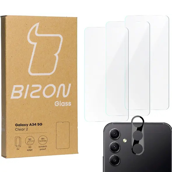 BIZON Clear 2 3x screen glass + camera glass Samsung Galaxy A34 5G