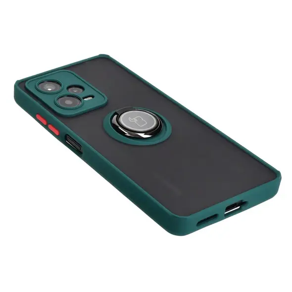 Bizon Case Hybrid Ring Xiaomi Redmi Note 12 Pro+ 5G smoky with a dark green frame