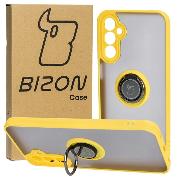 Bizon Case Hybrid Ring Samsung Galaxy A24 4G smoky with a yellow frame