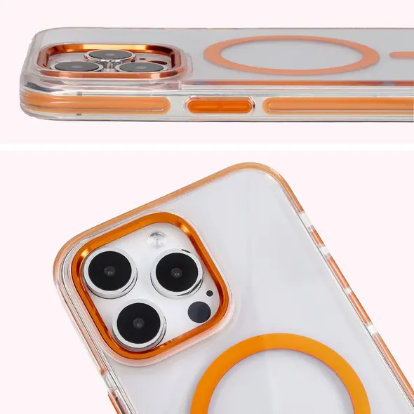 Bizon Case Marco Apple iPhone 15 Pro Max clear with orange frame
