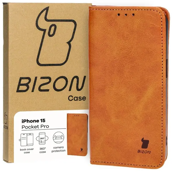 Bizon Case Pocket Pro Apple iPhone 15 brown