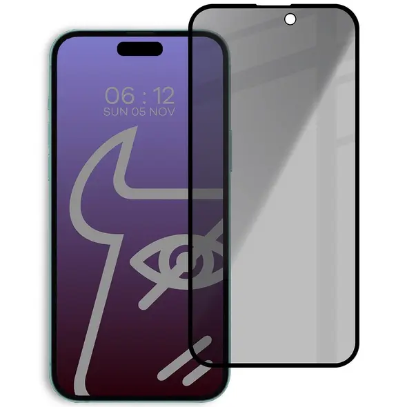 Bizon Glass Edge Shadow Apple iPhone 15 Plus tinted with a black frame