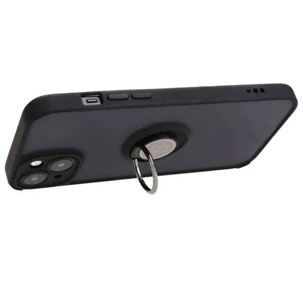 Bizon Case Hybrid Ring Apple iPhone 15 Plus smoky with a black frame