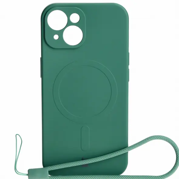 Bizon Case Silicone Magnetic Apple iPhone 15 dark green