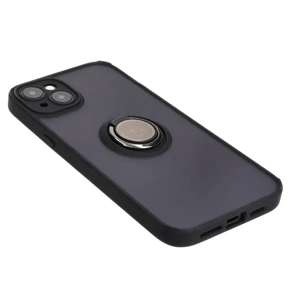 Bizon Case Hybrid Ring Apple iPhone 15 Plus smoky with a black frame