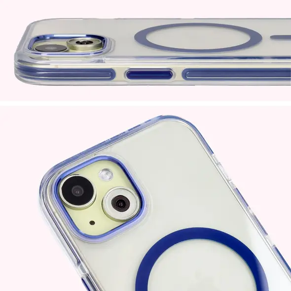 Bizon Case Marco Apple iPhone 15 clear with blue frame