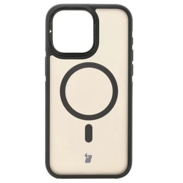 Bizon Case Eclipse Apple iPhone 15 Pro Max smoky with a black frame