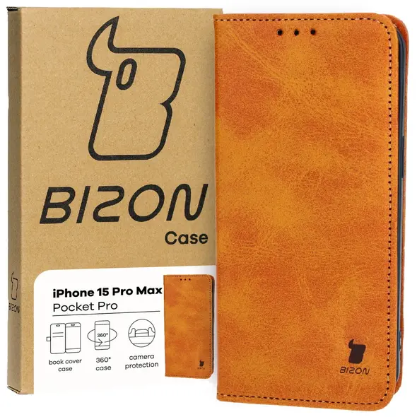 Bizon Case Pocket Pro Apple iPhone 15 Pro Max brown