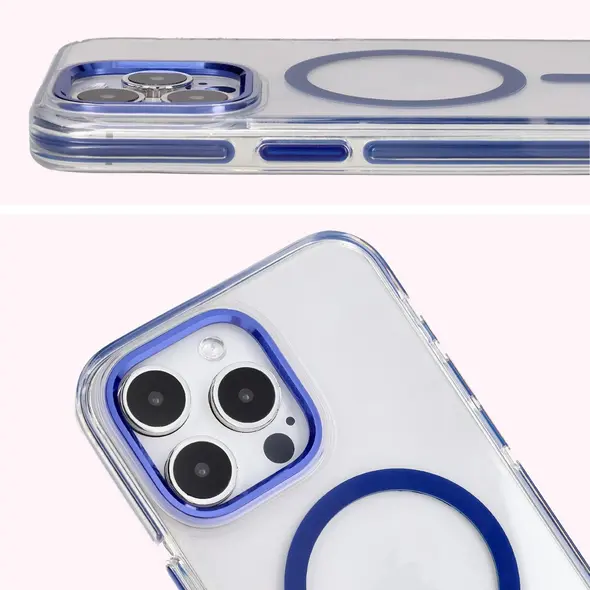 Bizon Case Marco Apple iPhone 15 Pro Max clear with blue frame