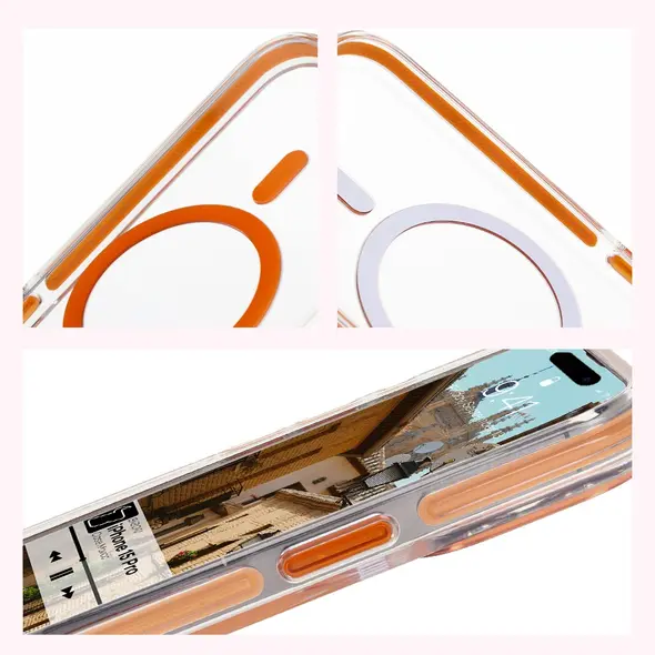 Bizon Case Marco Apple iPhone 15 Pro clear with orange frame