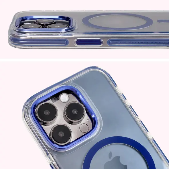 Bizon Case Marco Apple iPhone 15 Pro clear with blue frame