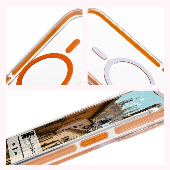 Bizon Case Marco Apple iPhone 15 Pro Max clear with orange frame