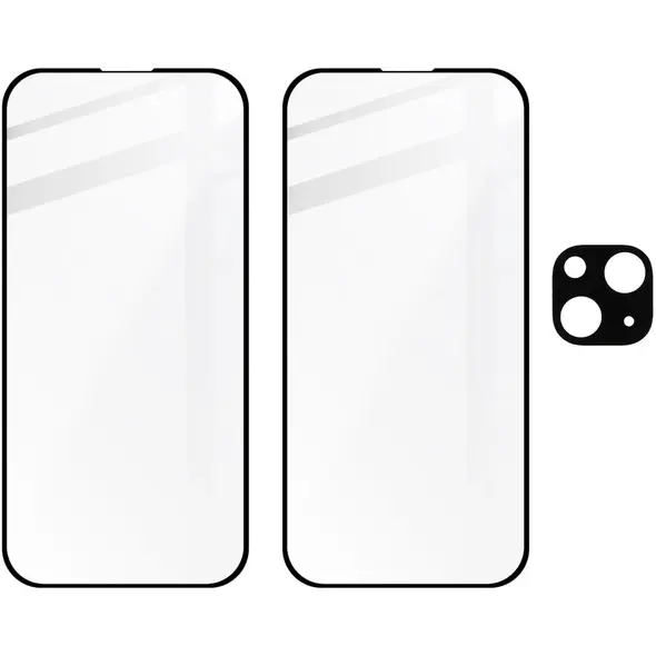 BIZON Edge 2x screen glass + camera glass Apple iPhone 15
