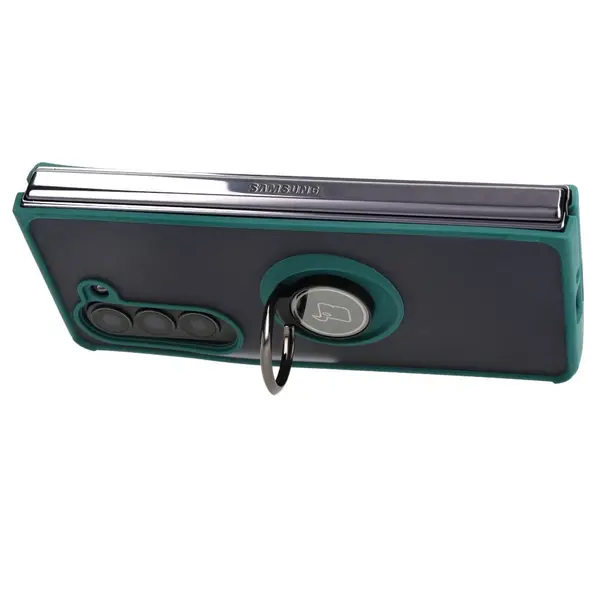 Bizon Case Hybrid Ring Samsung Galaxy Z Fold5 smoky with a dark green frame