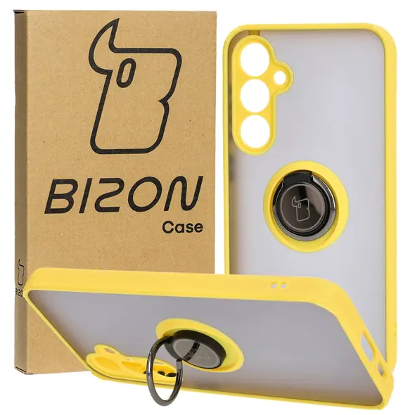 Bizon Case Hybrid Ring Samsung Galaxy S23 FE smoky with a yellow frame