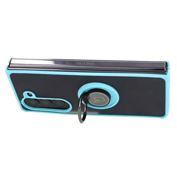 Bizon Case Hybrid Ring Samsung Galaxy Z Fold5 smoky with a light blue frame