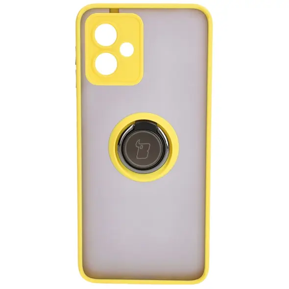 Bizon Case Hybrid Ring Motorola Moto G14 smoky with a yellow frame