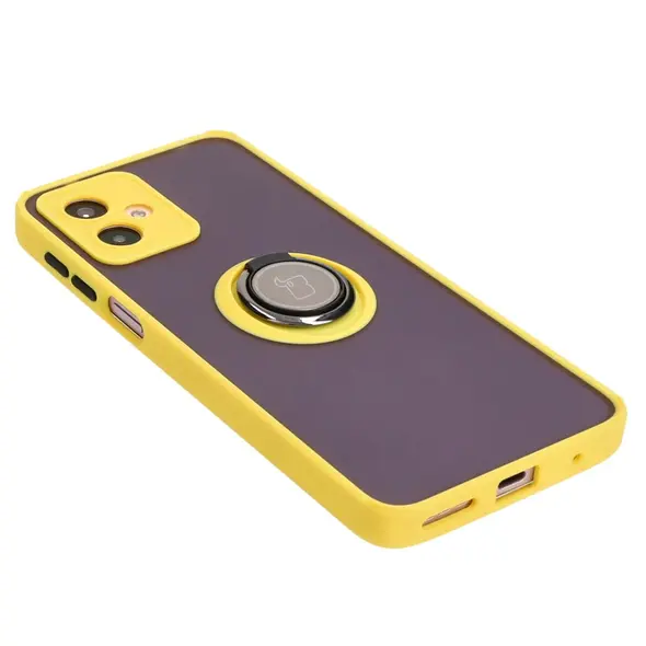 Bizon Case Hybrid Ring Motorola Moto G14 smoky with a yellow frame