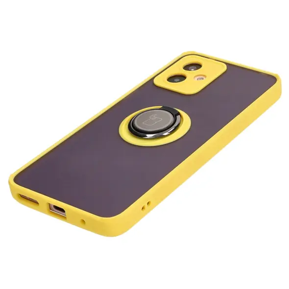 Bizon Case Hybrid Ring Motorola Moto G14 smoky with a yellow frame