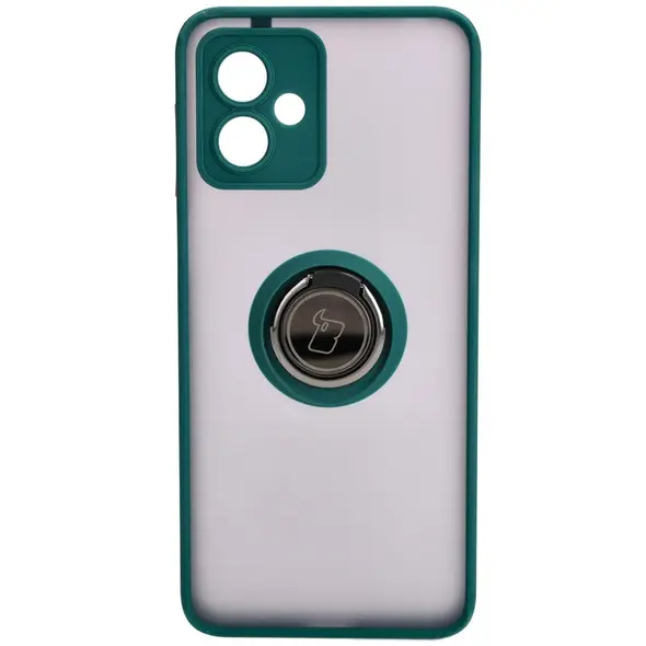 Bizon Case Hybrid Ring Motorola Moto G14 smoky with a dark green frame