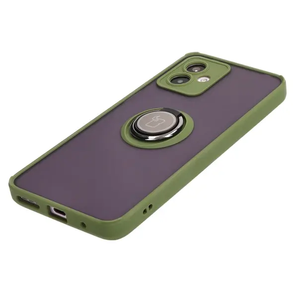 Bizon Case Hybrid Ring Motorola Moto G14 smoky with a green frame
