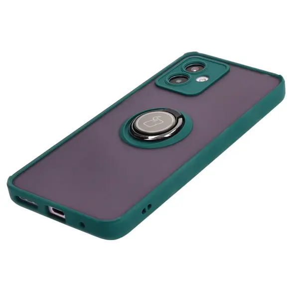 Bizon Case Hybrid Ring Motorola Moto G14 smoky with a dark green frame