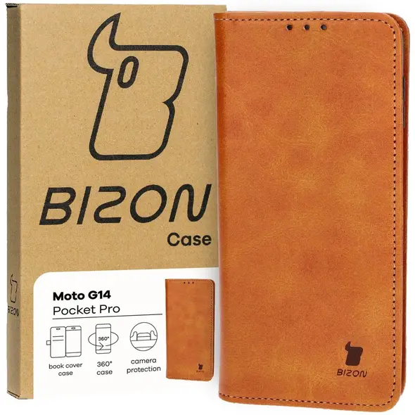 Bizon Case Pocket Pro Motorola Moto G14 brown