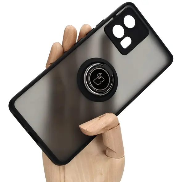 Bizon Case Hybrid Ring Motorola Edge 30 Fusion smoky with a black frame